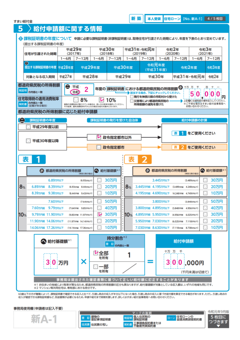 すまい給付金給付申請書の書き方まとめ！記入例の見本も公開